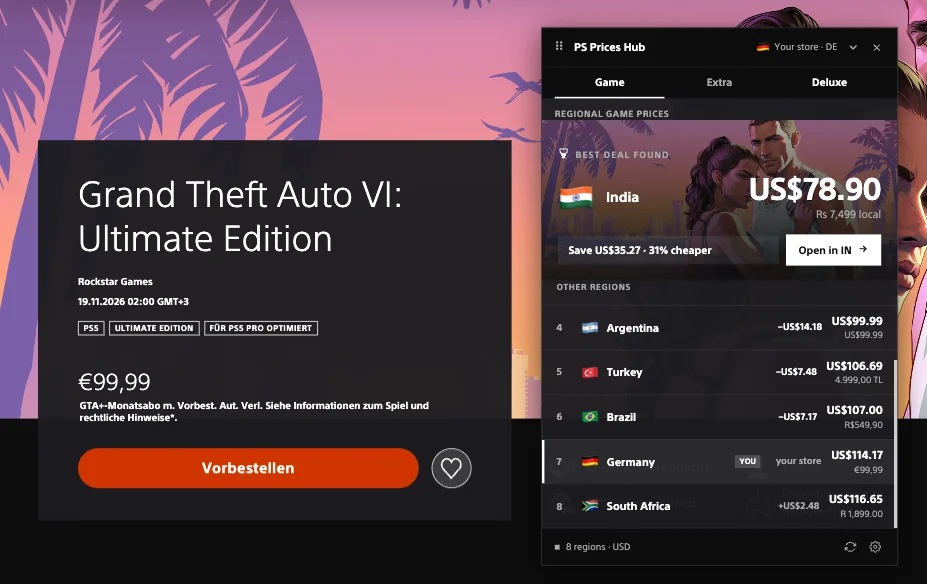 PS Prices Hub extension preview